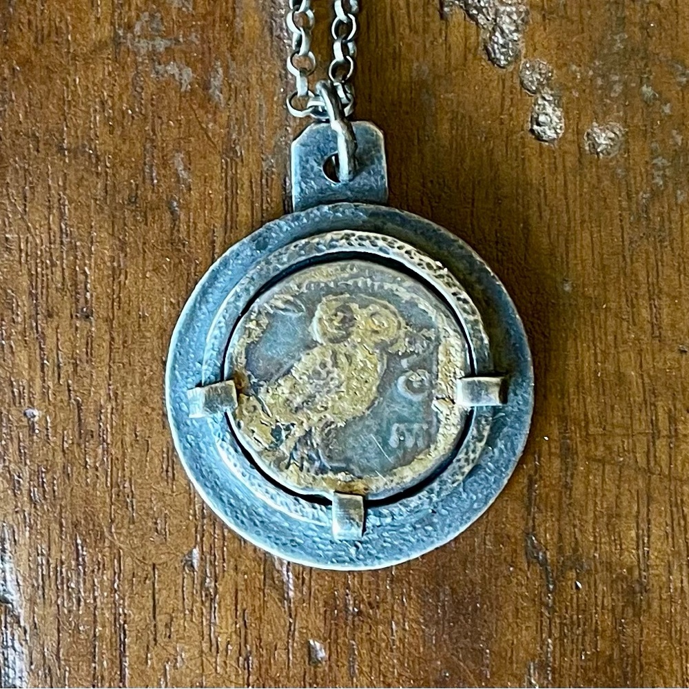 Athena Owl Coin pendant necklace by Alison Blair